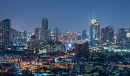 Top view Bangkok City At nightの写真素材