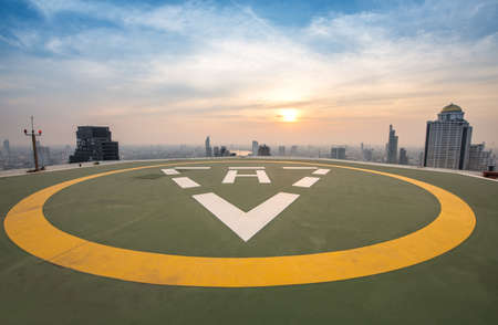 Heliport backdrop of the cityの写真素材