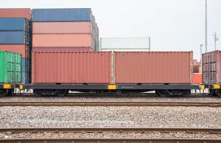 Train cargo container 20FT Parking in the containerのeditorial素材