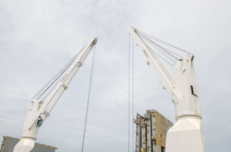 Large crane on a cargo shipの写真素材