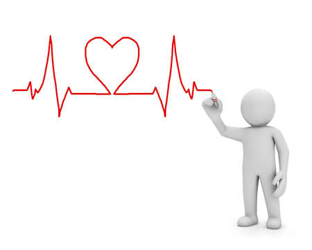 Heartbeat,Medicine, Hand drawing,3D renderの写真素材