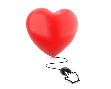 Internet Dating mouse click and red heart - Stock Imageの写真素材