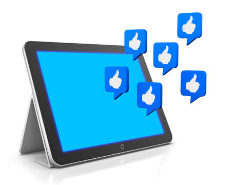 tablet and likes 3d renderの写真素材