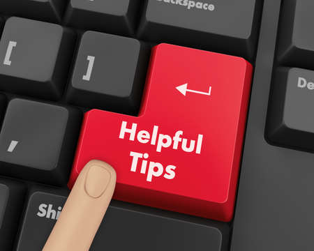 Text helpful tips button 3d render