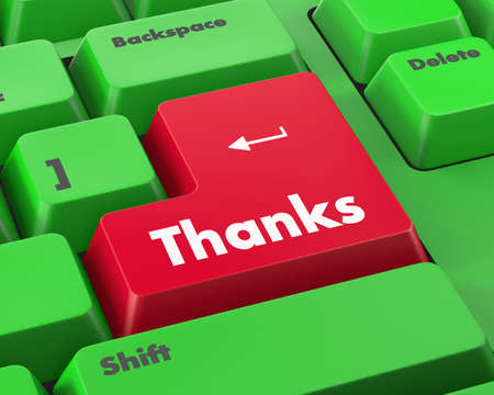 Text thanks button 3d renderの写真素材
