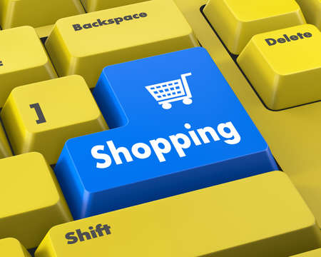 shopping enter button key on white  keyboardの写真素材