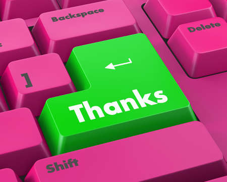 Text thanks button 3d renderの写真素材