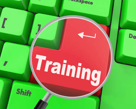 Wording Training on computer keyboard, 3d renderingの写真素材