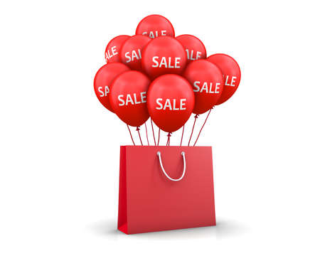 Red Baloons Discounts and bag 3d renderingの写真素材