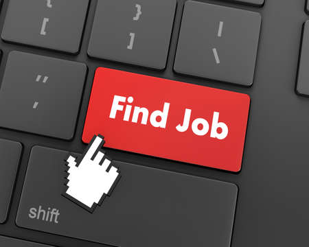 Text find job button, 3d renderingの写真素材