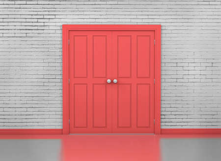 red door and wall interior, 3d renderingの写真素材