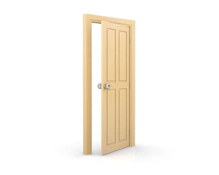 3d wood door on white background