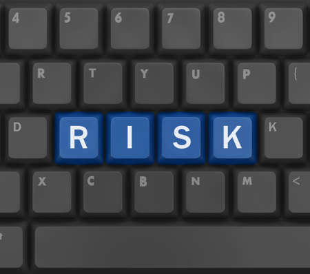 computer keyboard with word RISK, 3d renderingの写真素材