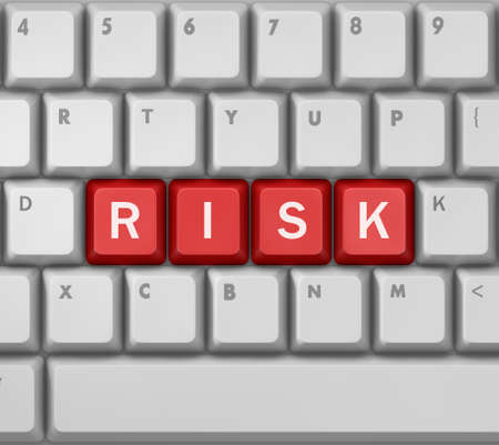 computer keyboard with word RISK, 3d renderingの写真素材