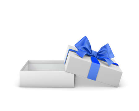 gift box for Christmas, New Year's Day ,Open blue gift box white background 3d rendering
