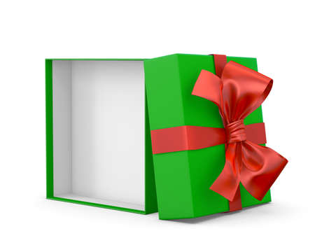 gift box for Christmas, New Year's Day ,Open red green gift box white background 3d rendering