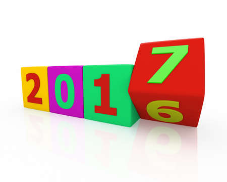 2016-2017 change represents the new year 2017, three-dimensional rendering, 3D illustration