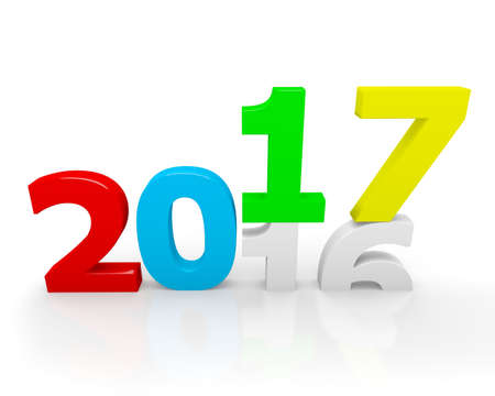2016-2017 change represents the new year 2017, three-dimensional rendering, 3D illustration