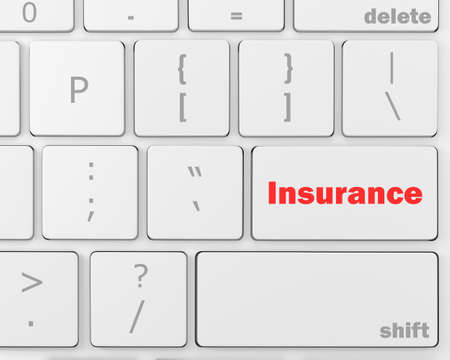 Insurance - Business Concept. Button on Modern Computer Keyboard. 3D Render, 3d renderingの写真素材