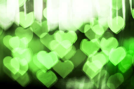 Green Heart bokeh background, Love Valentine day conceptの写真素材