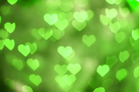 Green Heart bokeh background, Love Valentine day conceptの写真素材