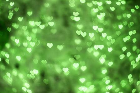 Green Heart bokeh background, Love Valentine day conceptの写真素材