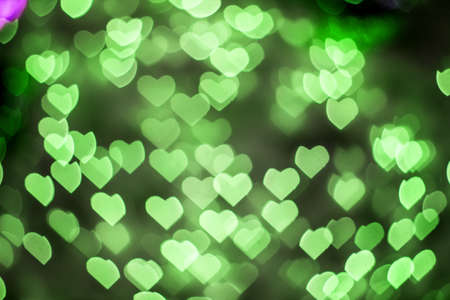Green Heart bokeh background, Love Valentine day conceptの写真素材