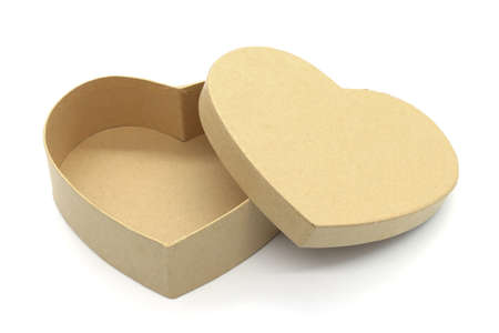  heart shaped brown paper box white background