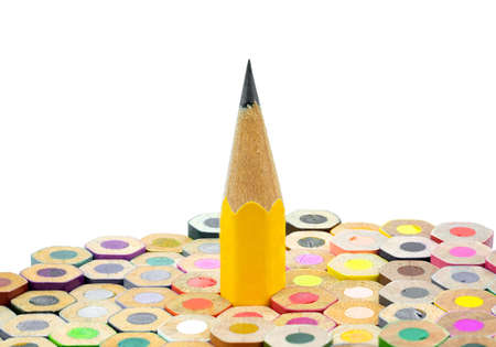 Close-up of pencils white background, stand out of the crowd conceptの写真素材