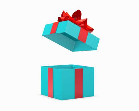 Christmas and New Year's Day gift box red blue background 3d rendering
