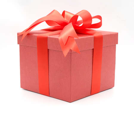Christmas and New Year's Day , red gift box white background 3d rendering