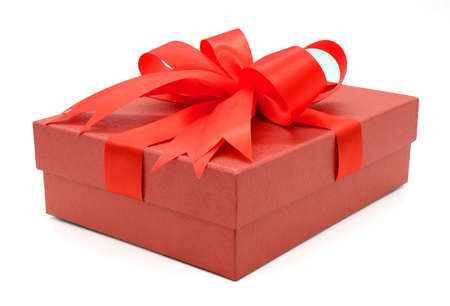 Christmas and New Year's Day , red gift box white background 3d renderingの写真素材