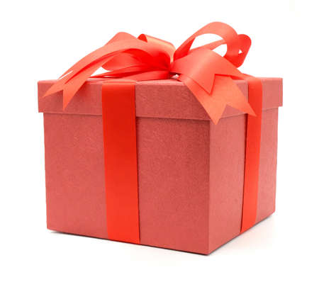 Christmas and New Year's Day , red gift box white backgroundの写真素材