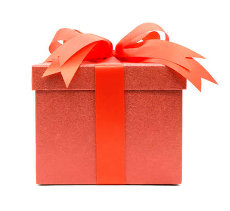 Christmas and New Year's Day , red gift box white background 3d renderingの写真素材