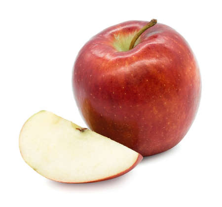 Fresh red apple isolated on white background. With clipping pathの写真素材