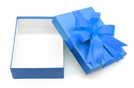 Christmas, New Year's Day ,Open blue gift box top view white background 3d renderingの写真素材
