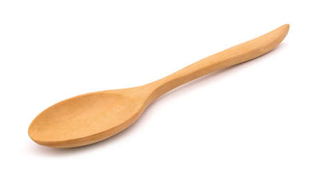 Close-up Wooden spoon white backgroundの写真素材