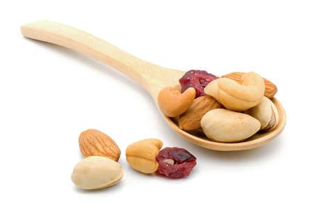 Mixed nuts  on white  background.の写真素材