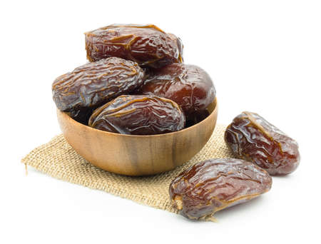 Dates Palm fruit isolated on white backgroundの写真素材