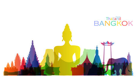 Landmark  Thailand Gradient. Travel Thailand  bangkok Text.Banner modern Idea and Concept - Vectorのイラスト素材
