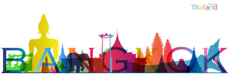 Landmark  Thailand Gradient. Travel Thailand  bangkok Text.Banner modern Idea and Concept - Vectorのイラスト素材