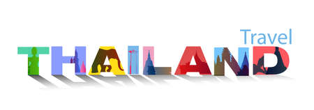 Landmark  Thailand Gradient. Travel Thailand  Text.Banner modern Idea and Concept - Vectorのイラスト素材