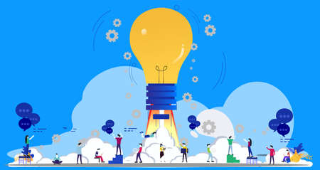 Businessman and Lady group Brainstorm working for Startup success modern Creativity modern Idea and Concept illustration.のイラスト素材
