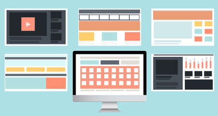 Computer monitor with  Modern web design concept with flat style Technology Creativity modern Idea and Concept illustration.のイラスト素材