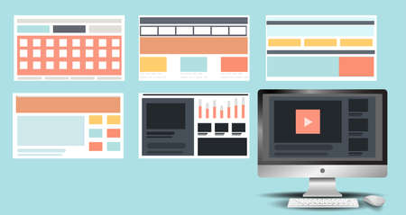 Computer monitor with  Modern web   Responsive design concept development with flat style Technology Creativity  illustration.のイラスト素材