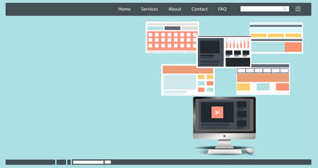 Computer monitor with  Modern web   Responsive design concept development with flat style Technology Creativity  illustration.のイラスト素材
