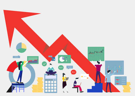 Community trading market analysis  Businessman and Lady  group Brainstorm working for  success Creativity  Idea and Concept Illustrationのイラスト素材