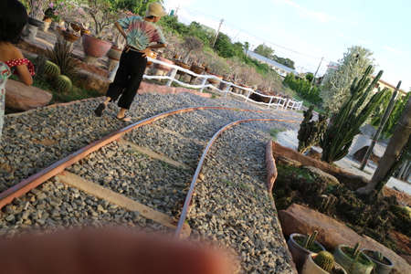 Garden Model train Mae Fung Water Park, Chaiyaphum, Thep Sathit District : 27 July 2020のeditorial素材