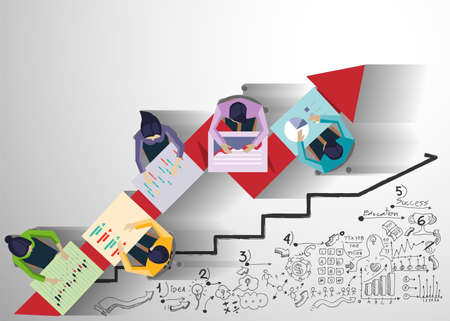Community trading market analysis  Businessman and Lady  group Brainstorm working for  success business plan modern design idea  concept vector.のイラスト素材