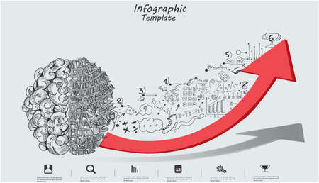 Brain  think analyze creative work,flat design illustration Creativity modern Idea and Concept Vector Infographic template.のイラスト素材